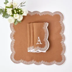 Alathea Caramel Linen Placemats & Napkins (Set Of 4)