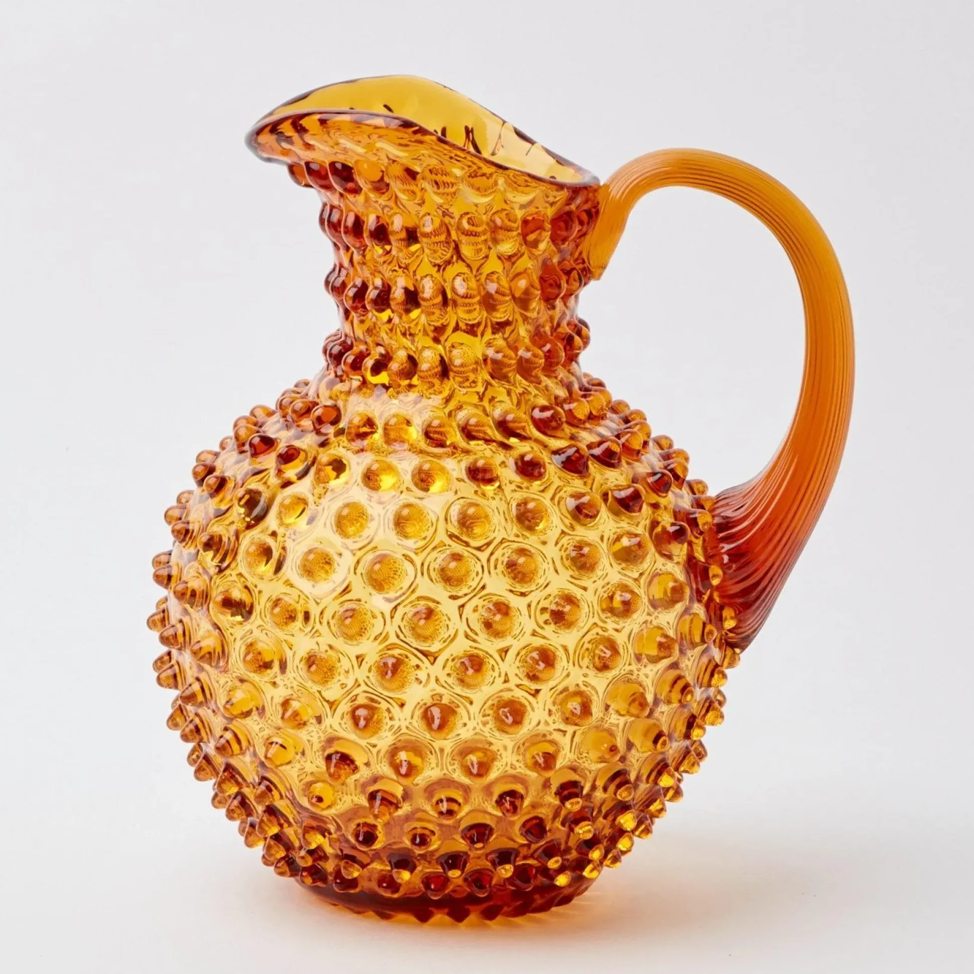 Amber Hobnail Jug And Glasses (Set Of 6)