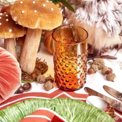 Amber Hobnail Jug And Glasses (Set Of 6)