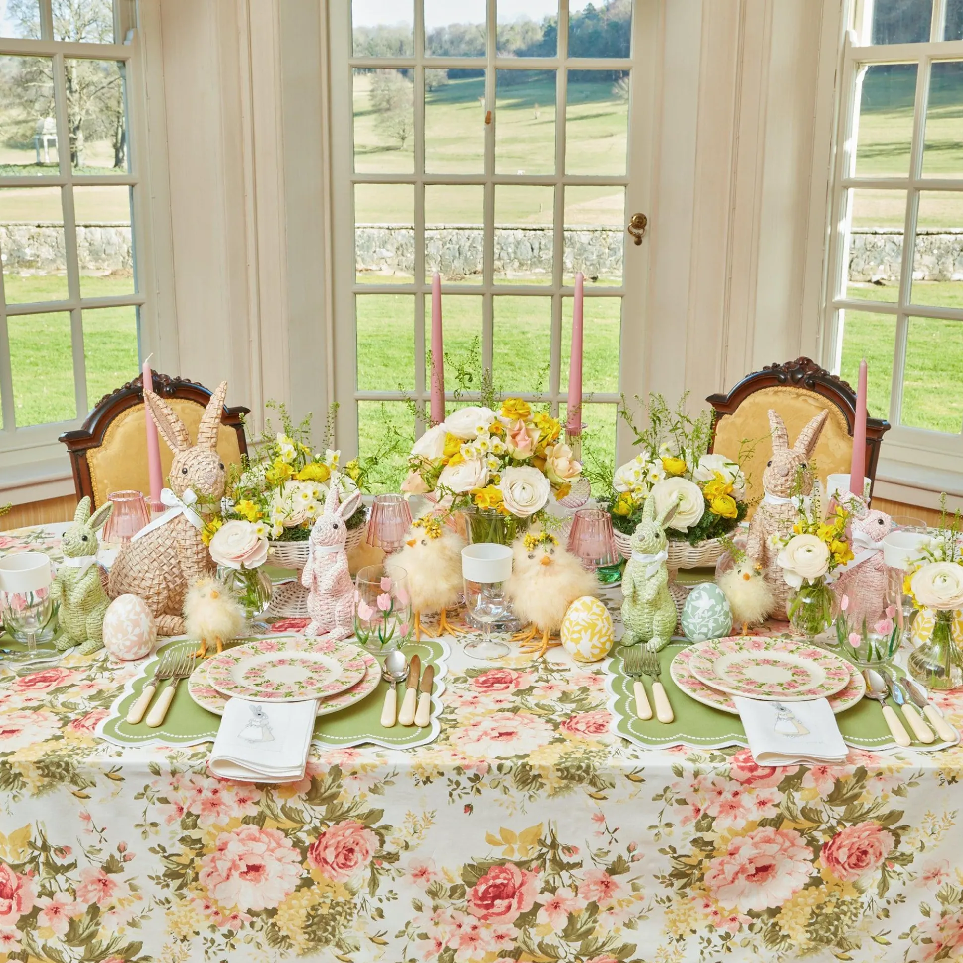 Assorted White Linen Rabbit Napkins (Set Of 4)