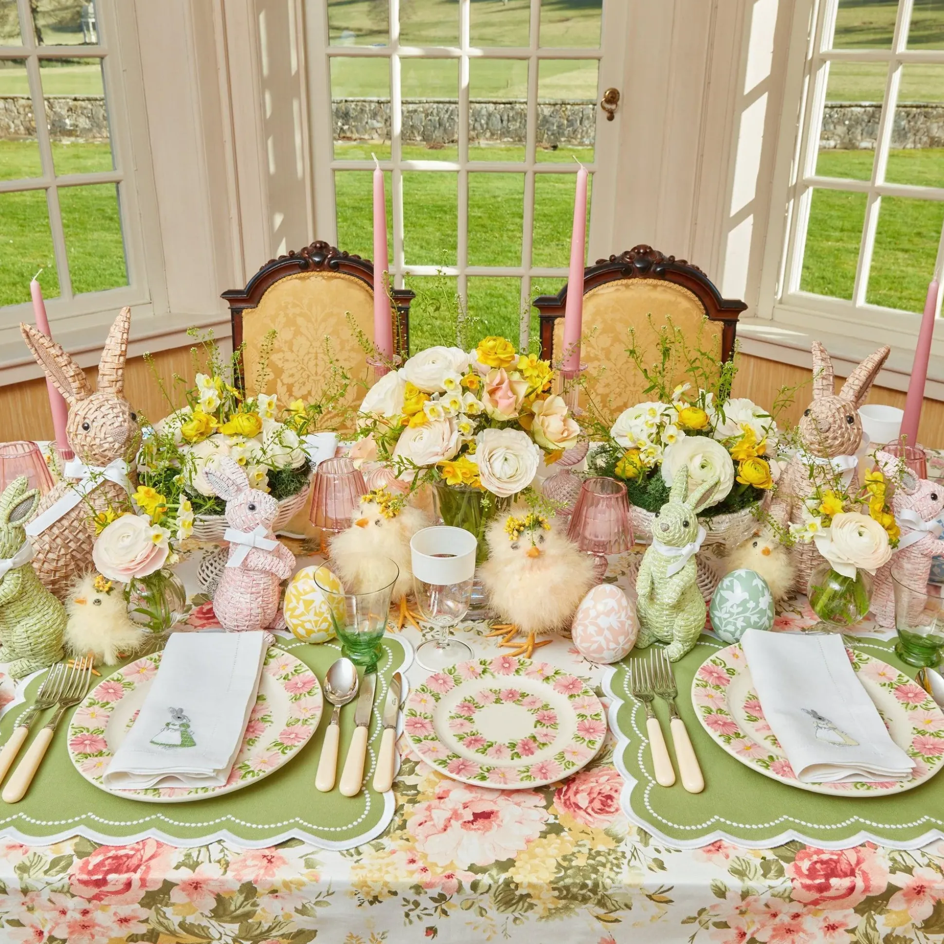 Assorted White Linen Rabbit Napkins (Set Of 4)