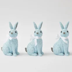 Blue & Brown Rattan Rabbit Family