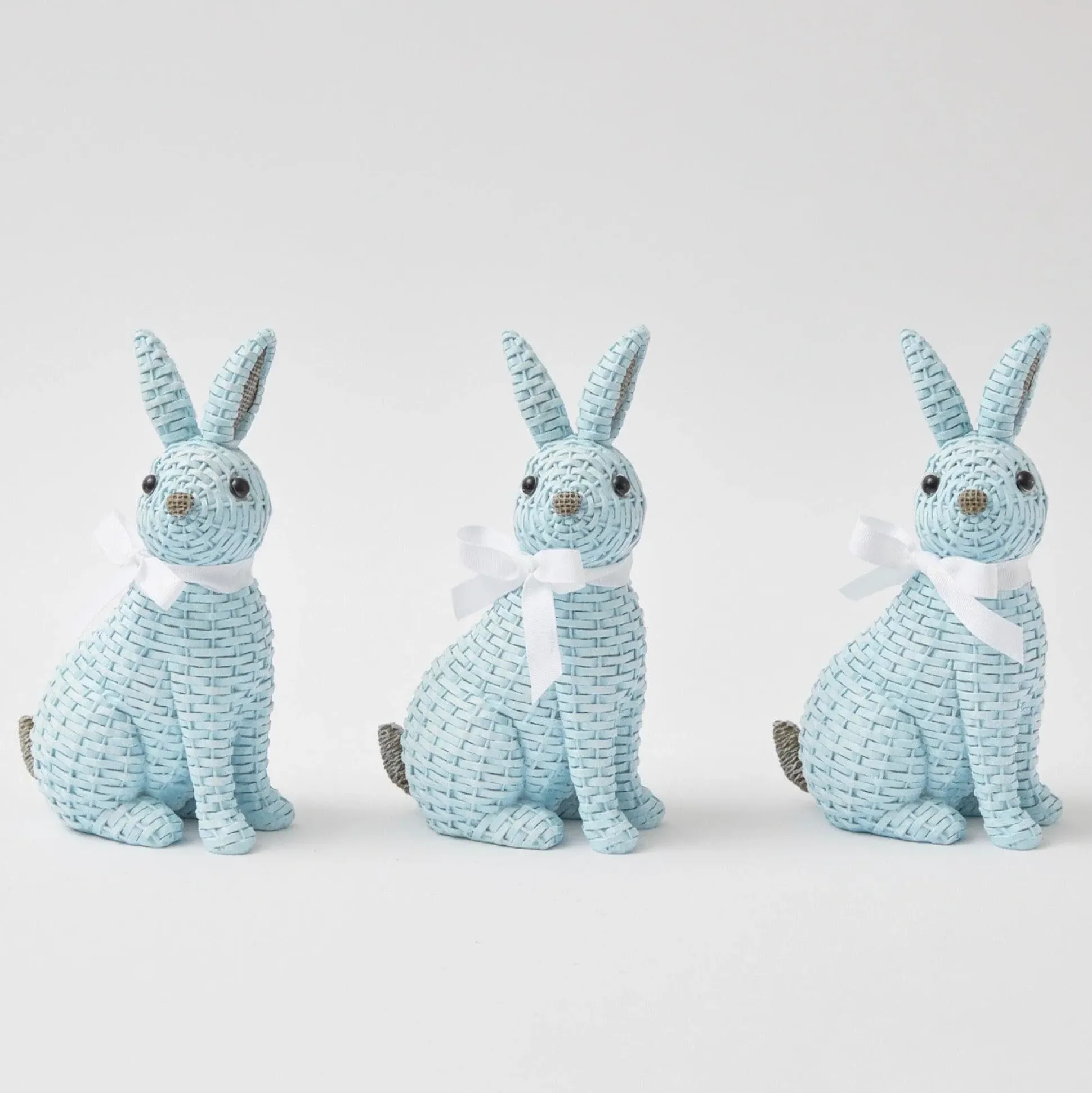 Blue & Brown Rattan Rabbit Family