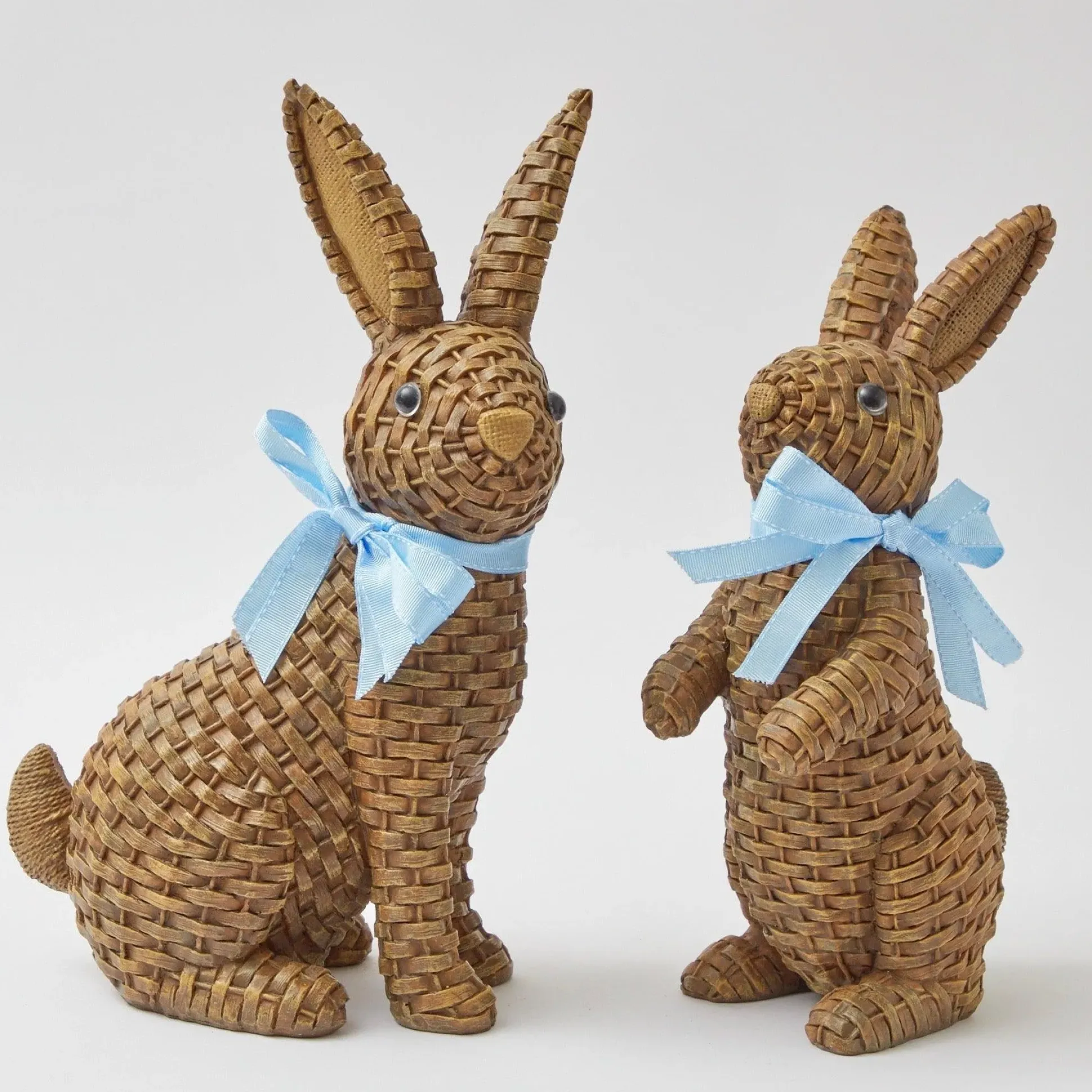 Blue & Brown Rattan Rabbit Family