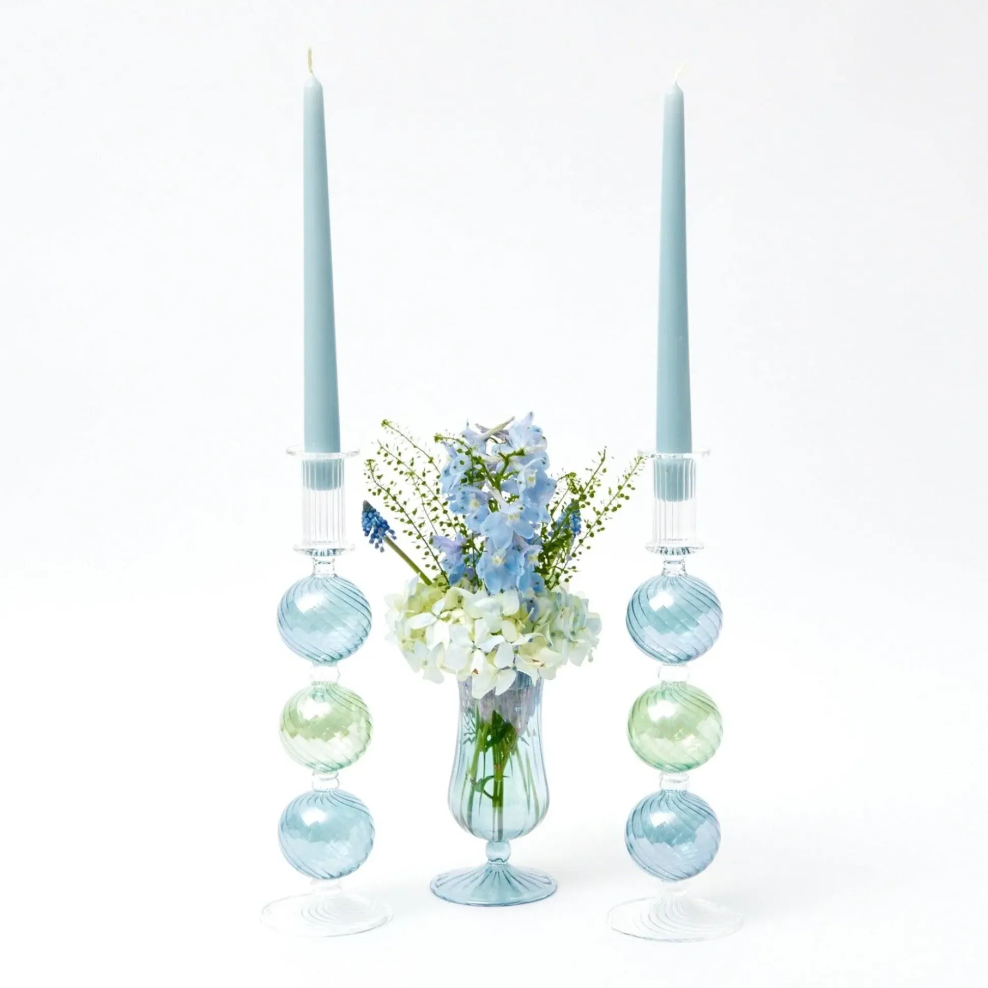 Blue & Green Camille Candle Holder (Pair)