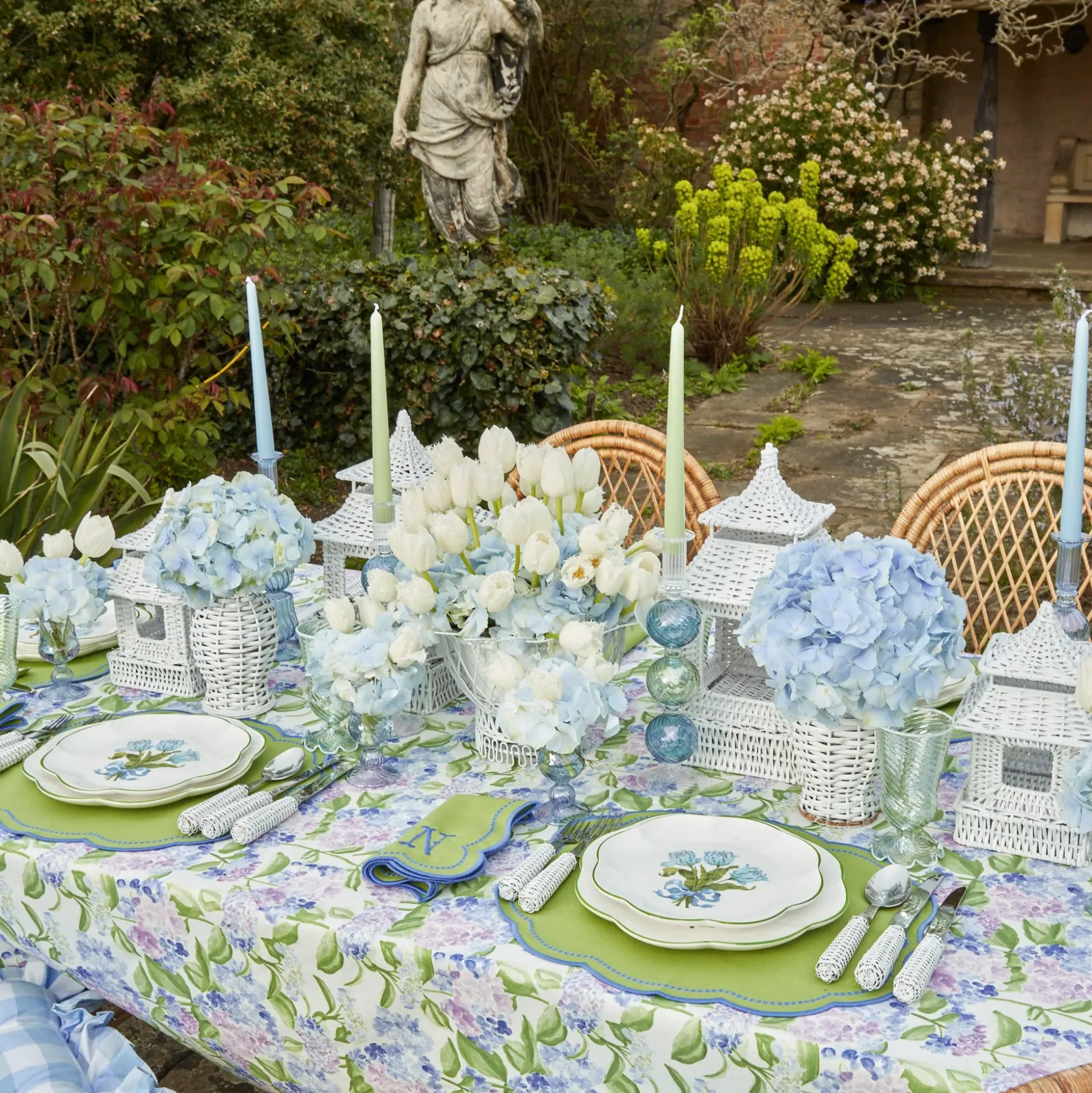 Blue & Green Camille Candle Holder (Pair)