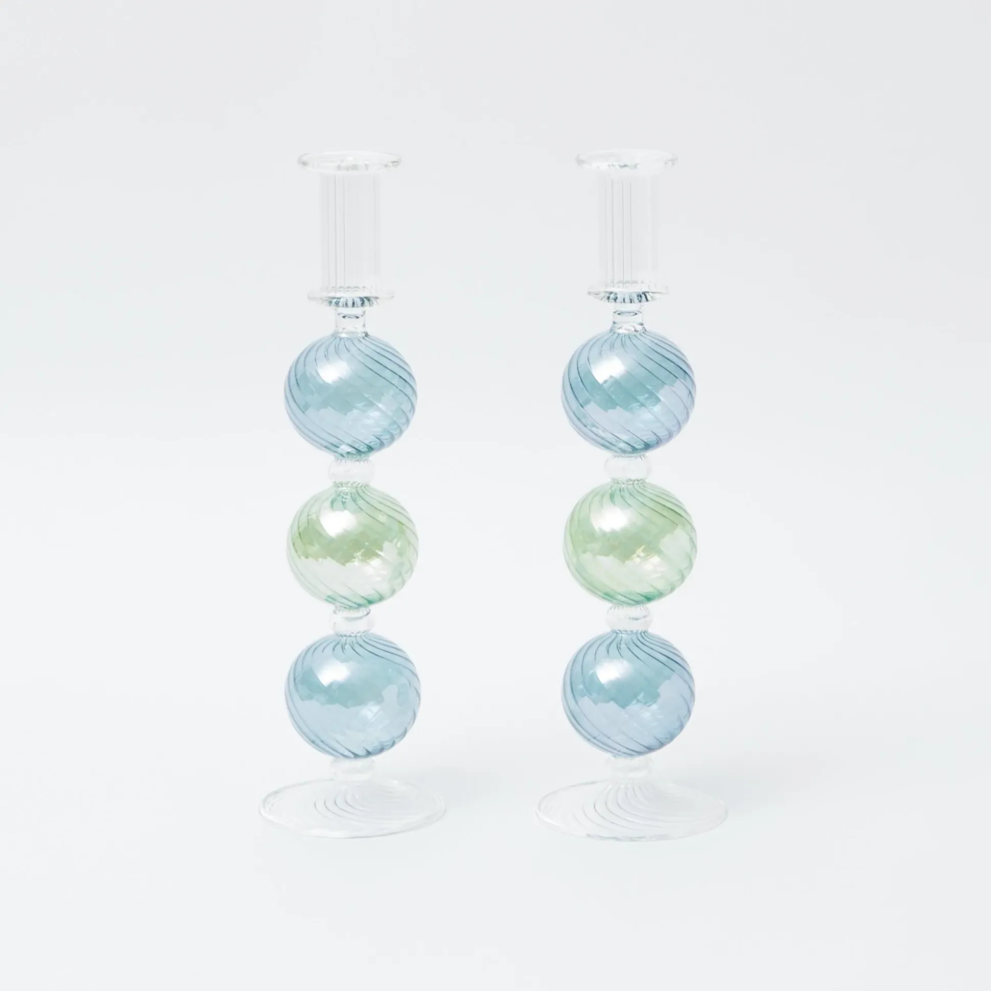 Blue & Green Camille Candle Holder (Pair)