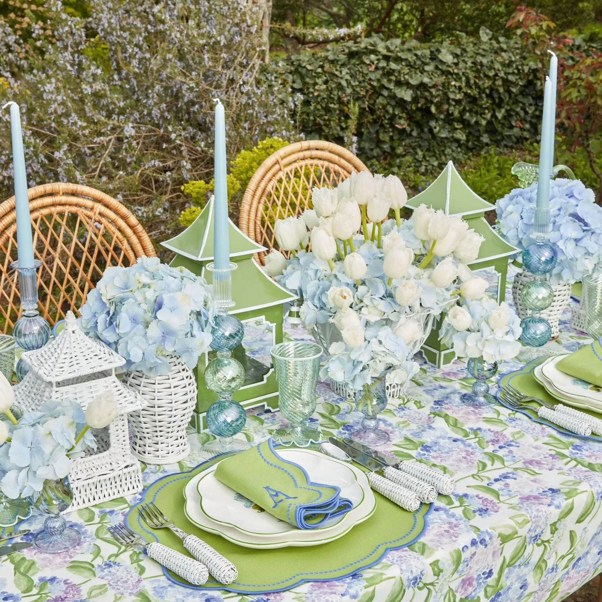 Blue & Green Camille Candle Holder (Pair)