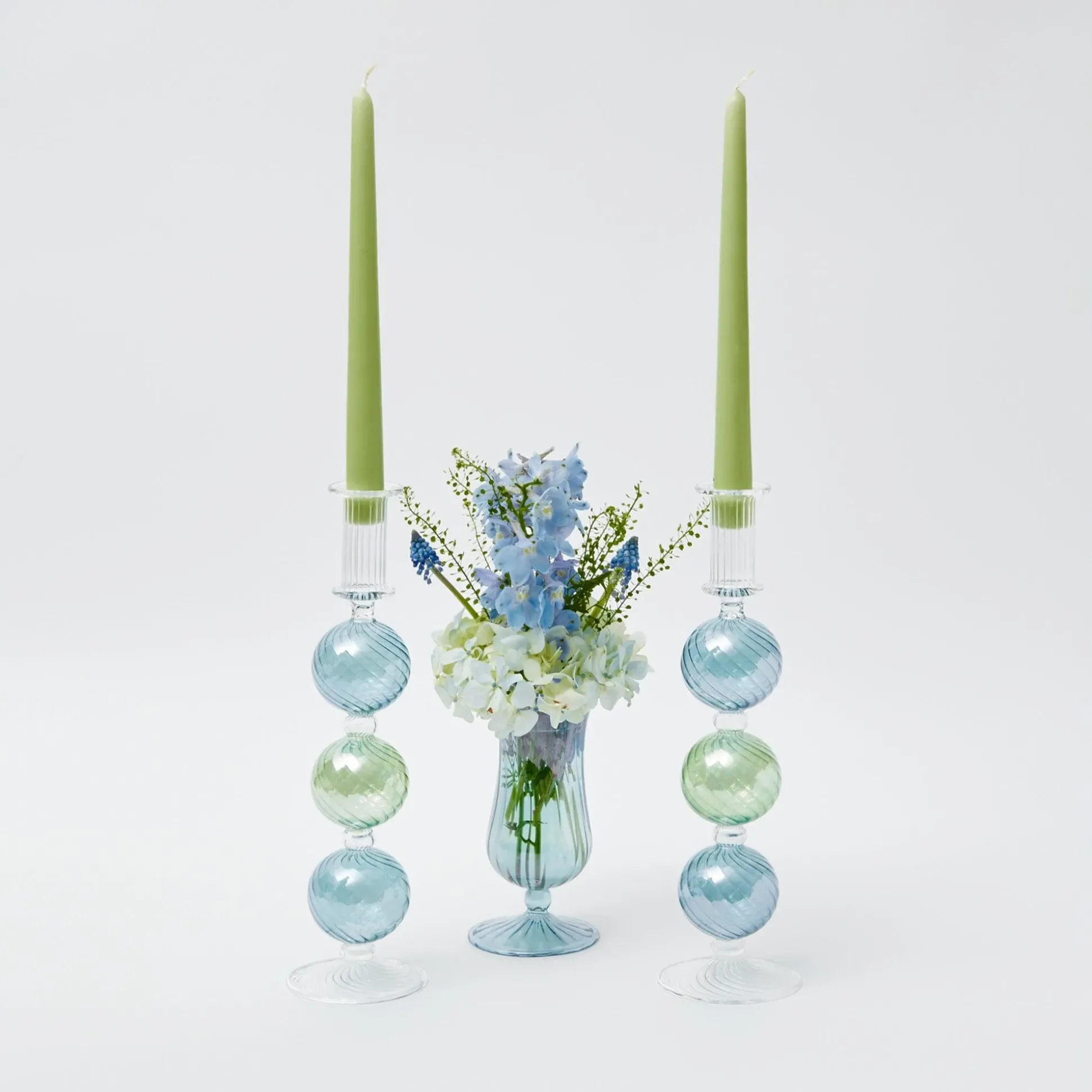 Blue & Green Camille Candle Holder (Pair)
