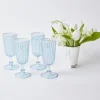 Blue & White Rim Short Stem Glass (Set Of 4)
