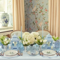 Blue & White Rim Short Stem Glass (Set Of 4)