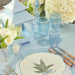 Blue & White Rim Short Stem Glass (Set Of 4)