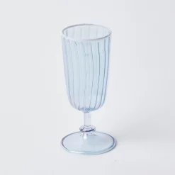 Blue & White Rim Short Stem Glass (Set Of 4)