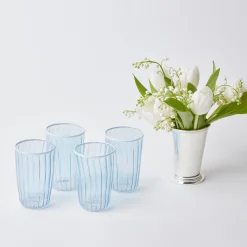 Blue & White Rim Water Glasses (Set Of 4)