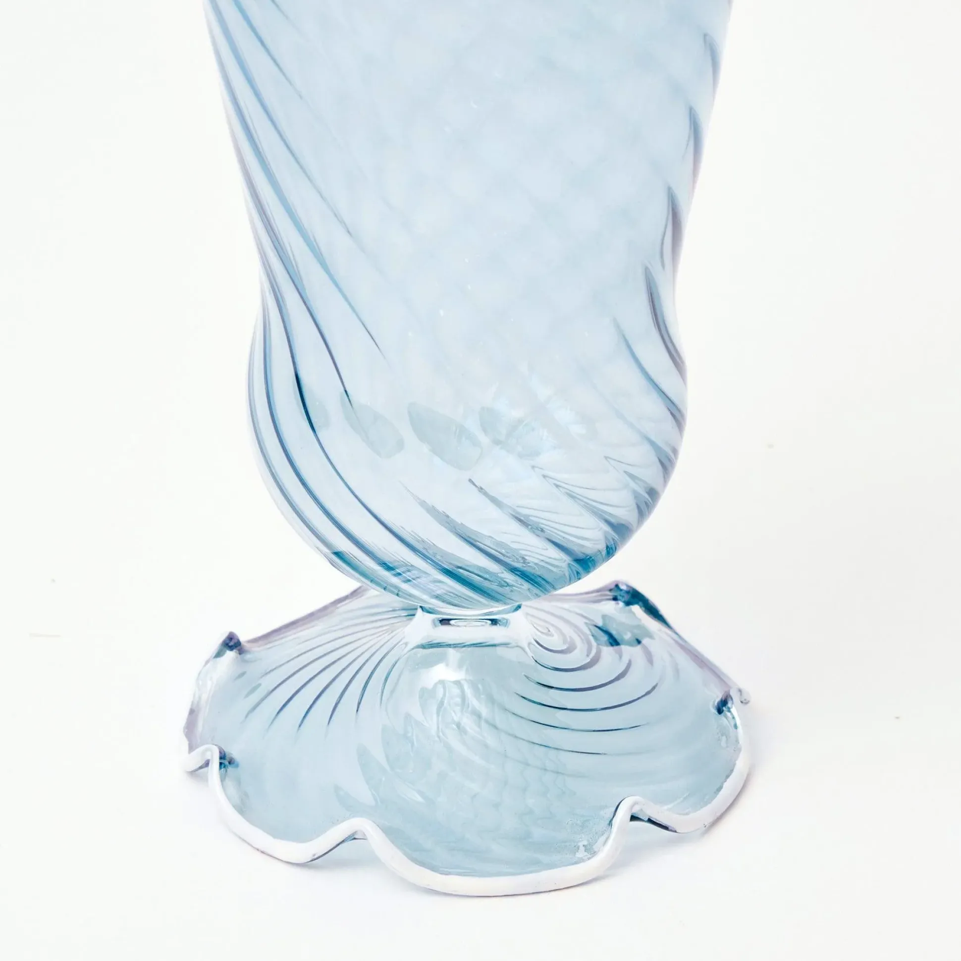 Blue And White Rim Frilled Glasses (Set Of 4)