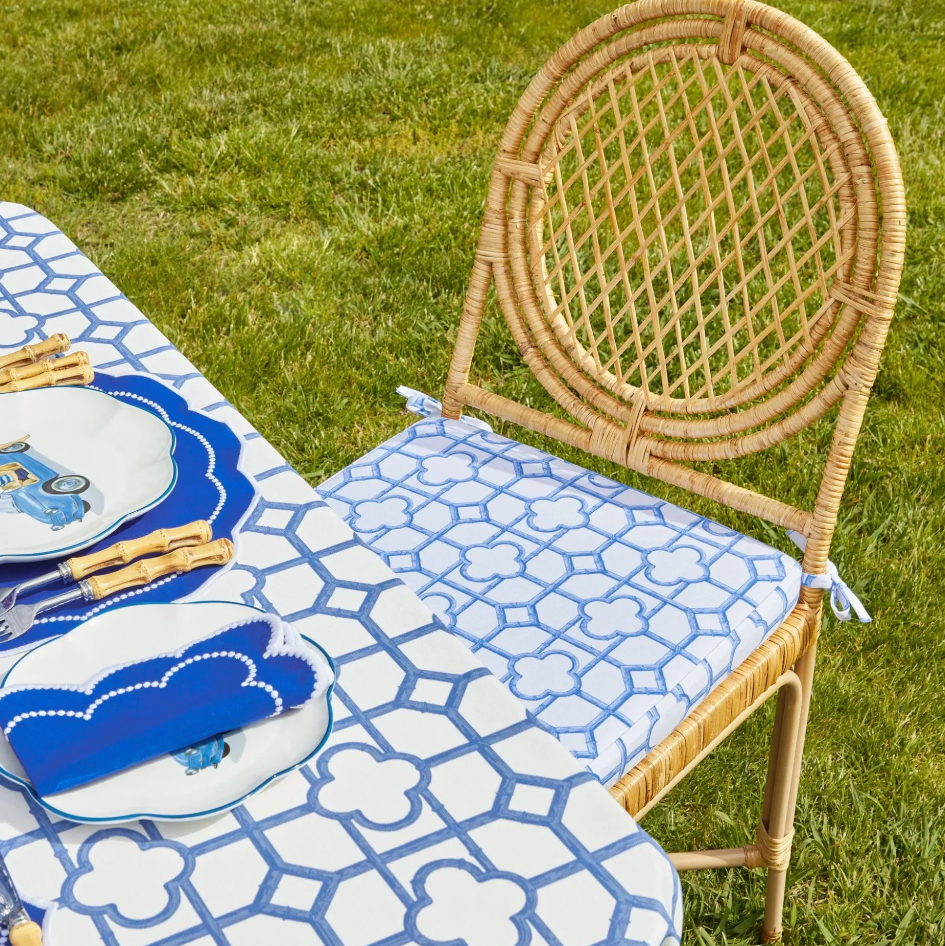 Blue Bamboo Seat Pad Cushion