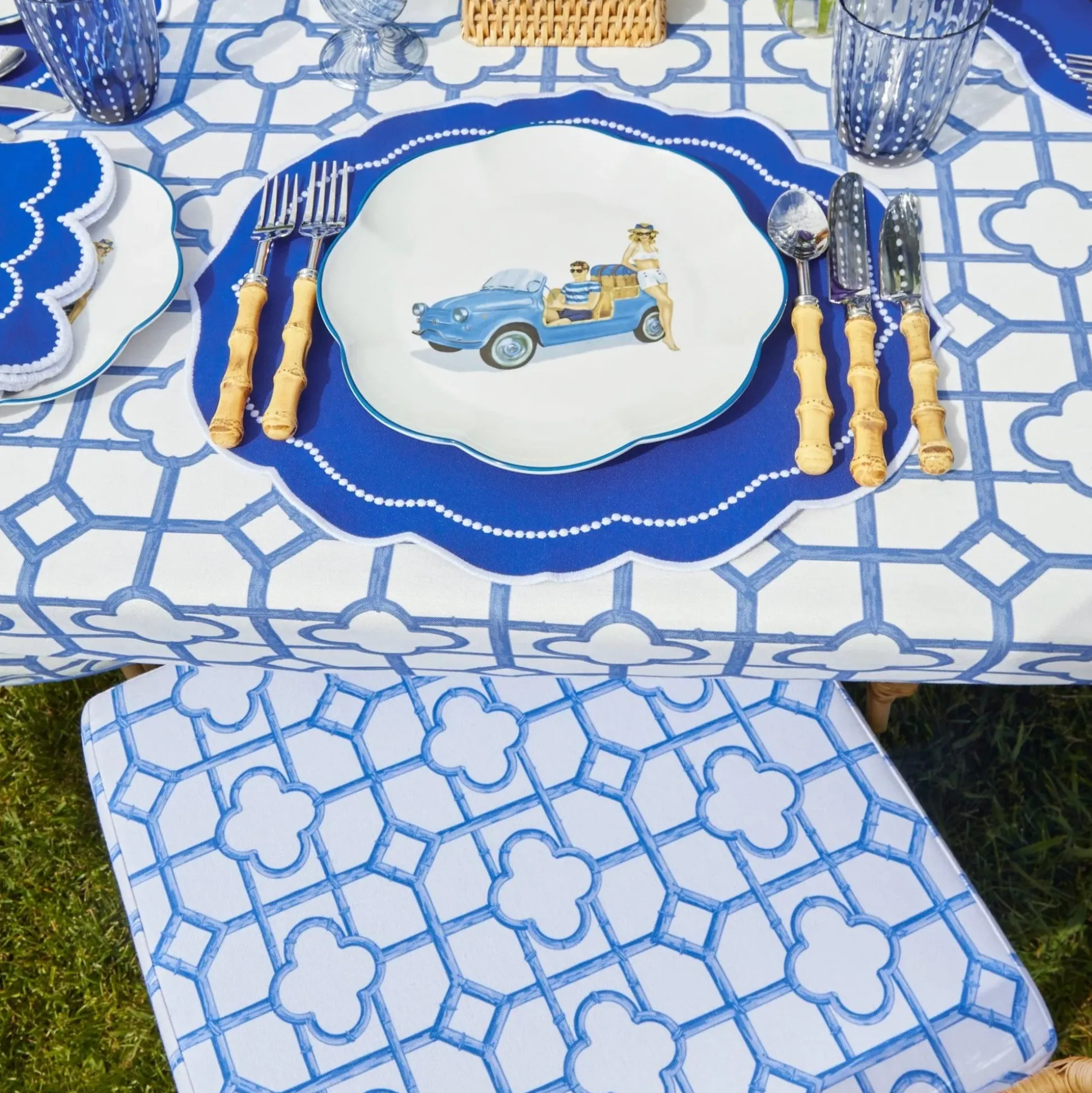 Blue Bamboo Seat Pad Cushion