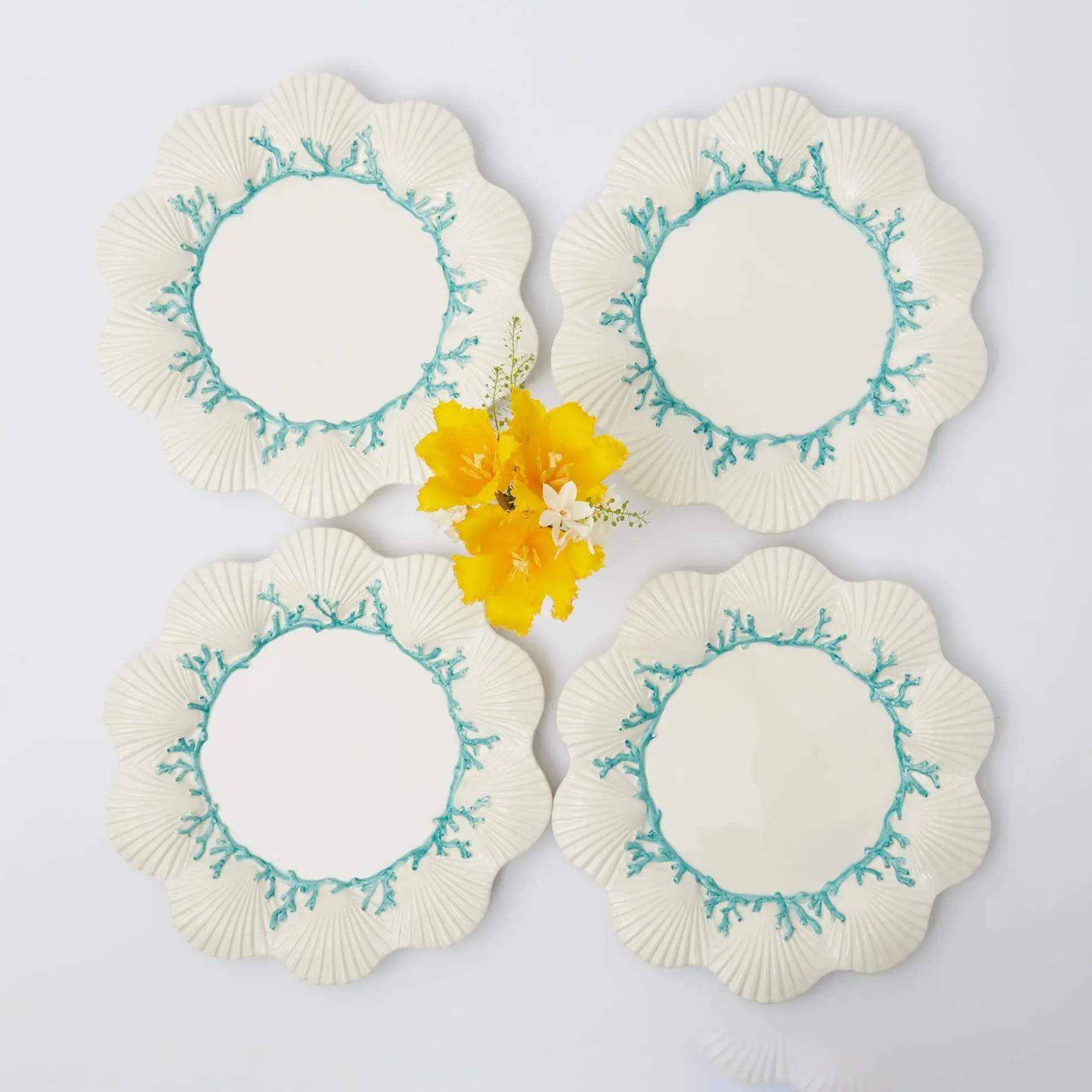 Blue Coral Dinner Plates (Set Of 4)