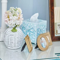Blue Floral Tole Tissue Box
