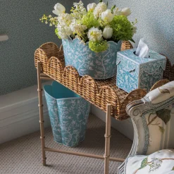 Blue Floral Tole Tissue Box