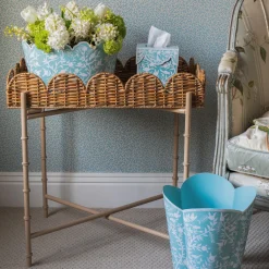 Blue Floral Tole Tissue Box