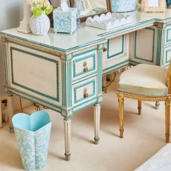 Blue Floral Tole Tissue Box