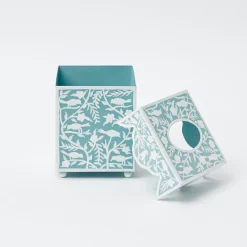 Blue Floral Tole Tissue Box