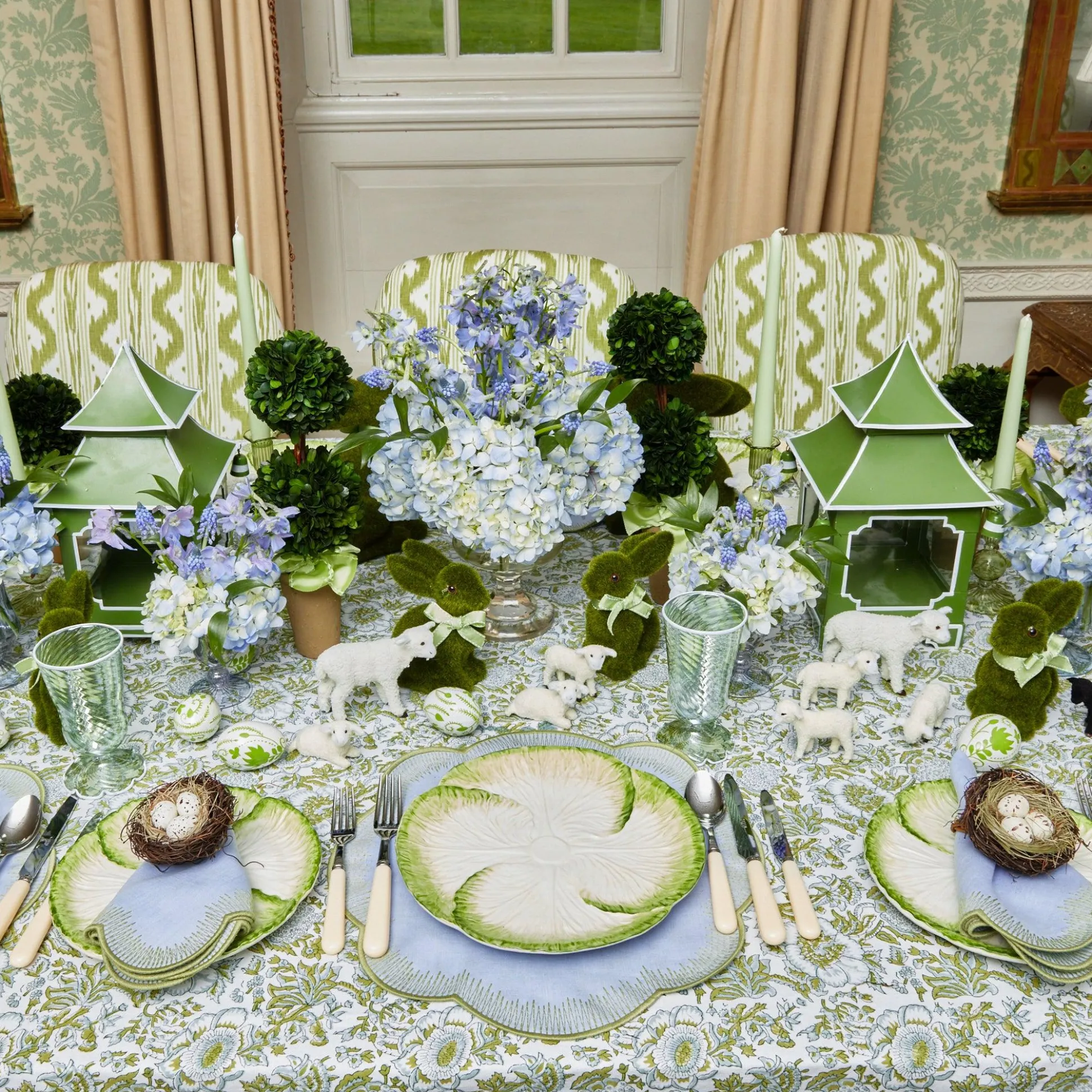 Blue Fluted Vase Set