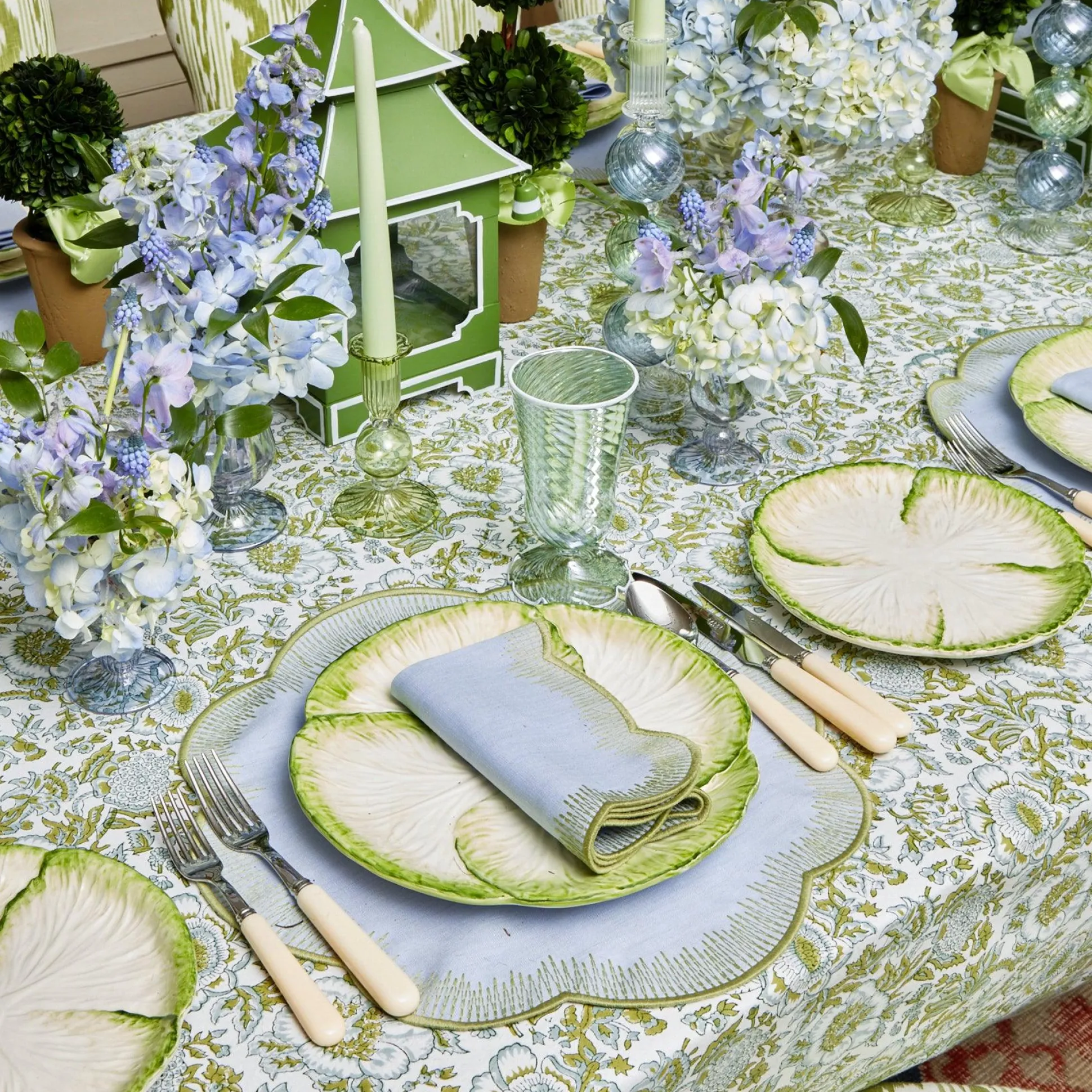 Blue Fluted Vase Set