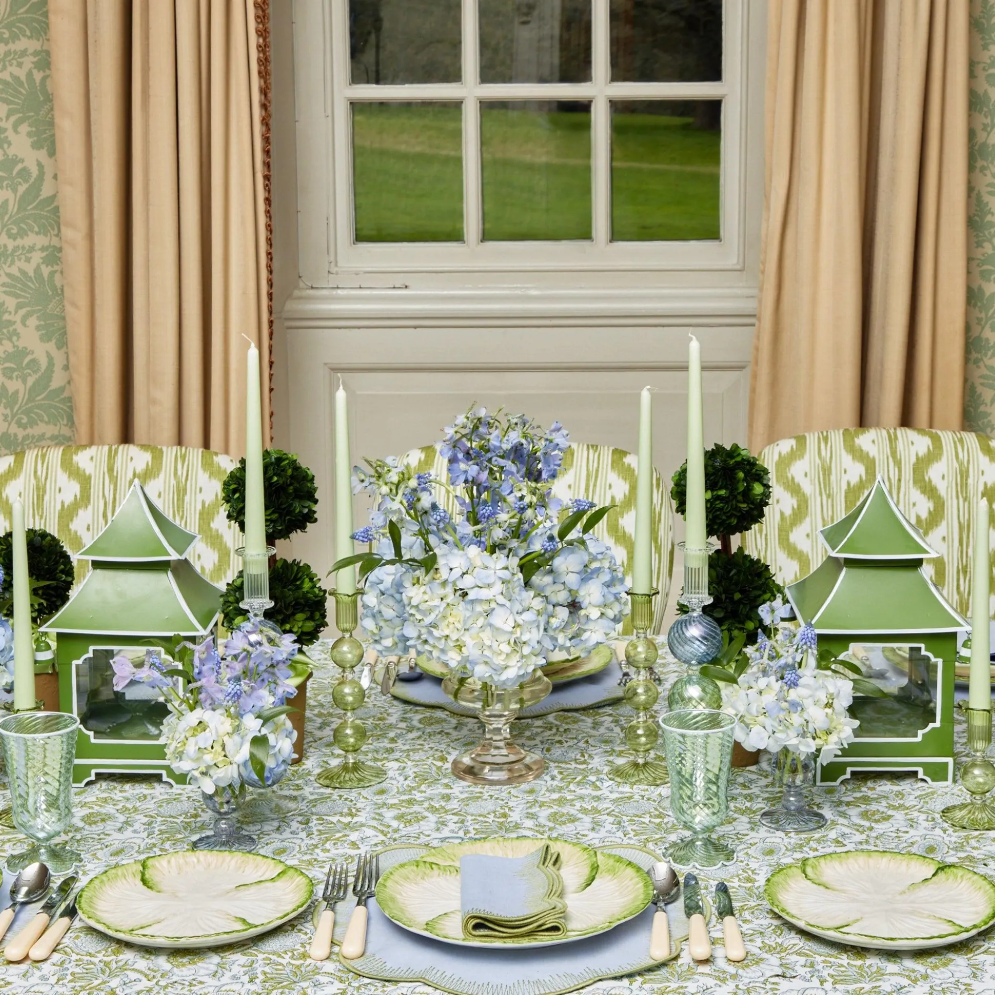 Blue Fluted Vase Set