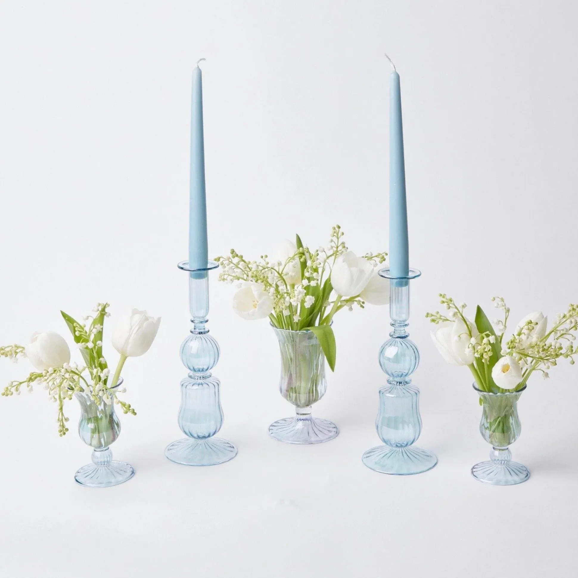 Blue Fluted Vase Set