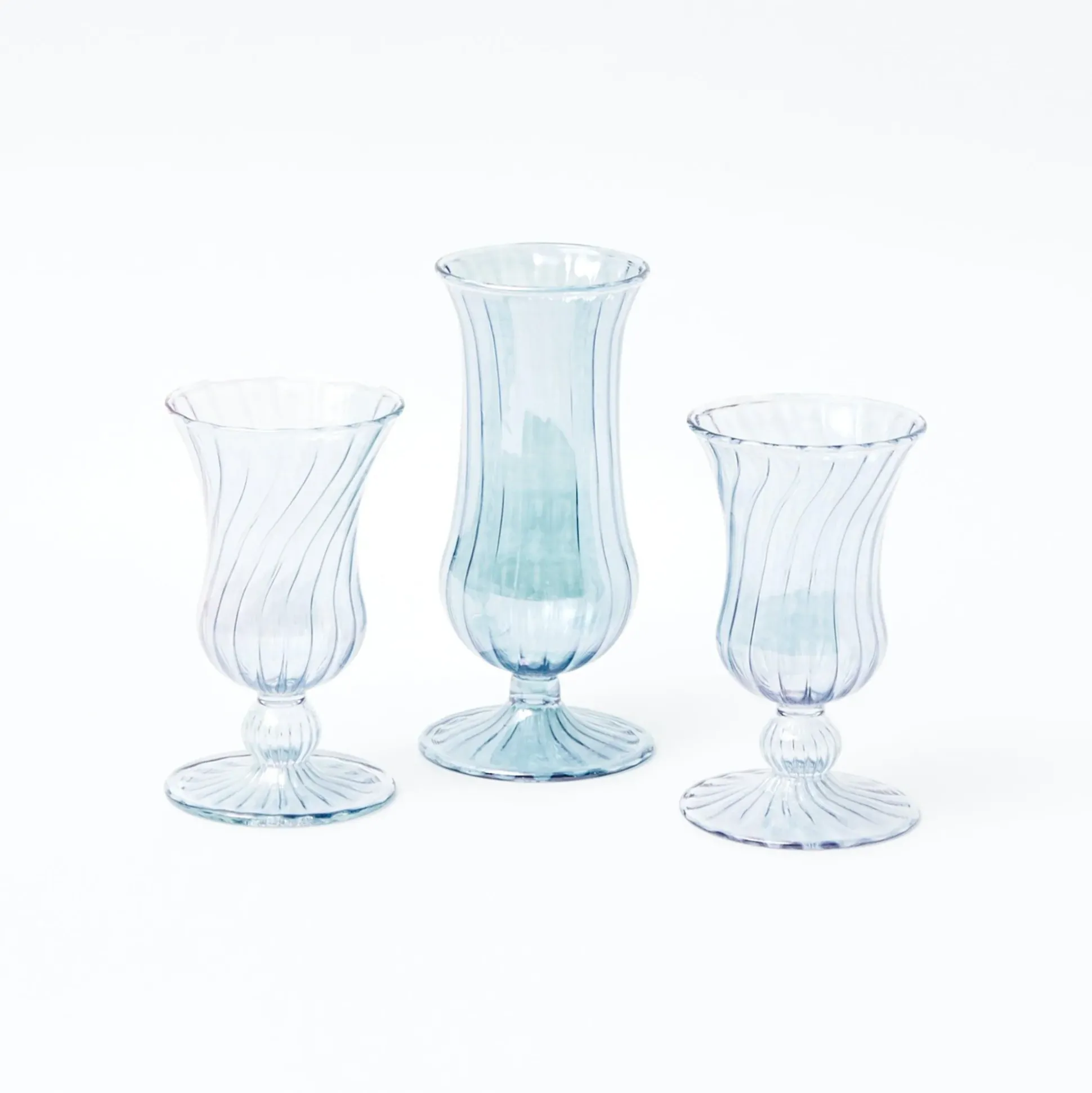 Blue Fluted Vase Set