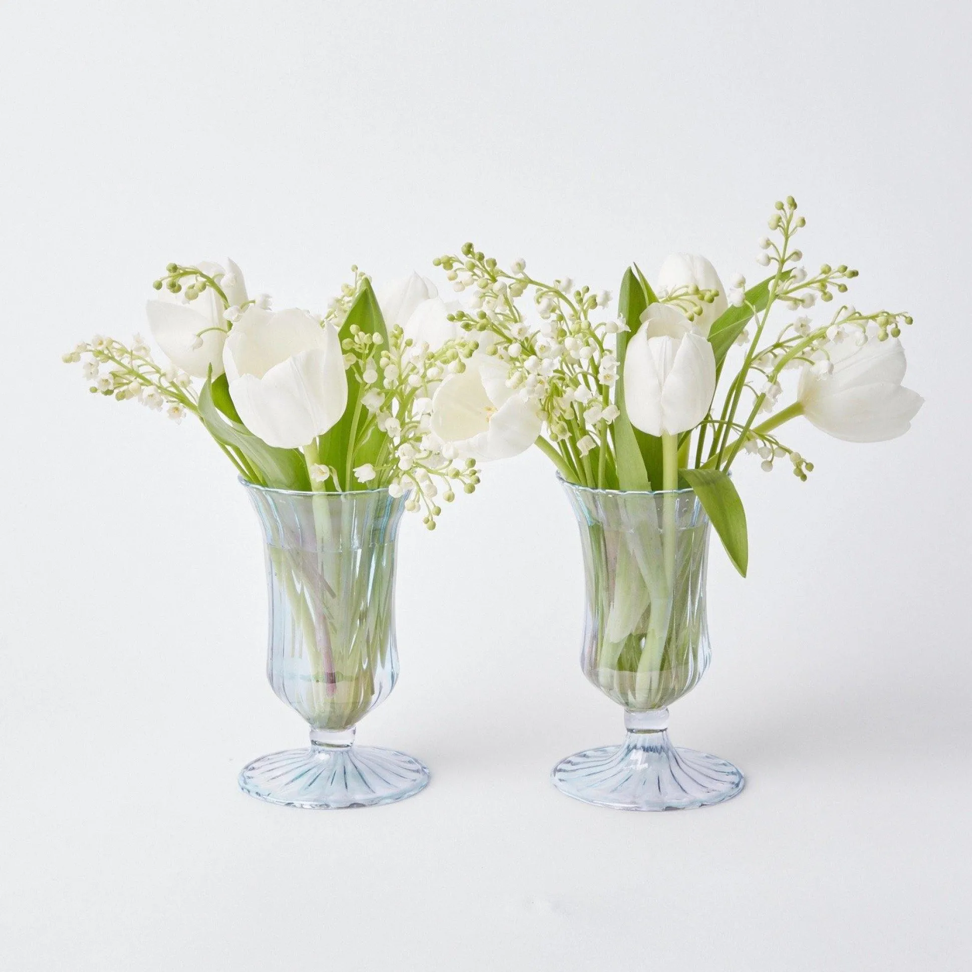 Blue Fluted Vases (Pair)
