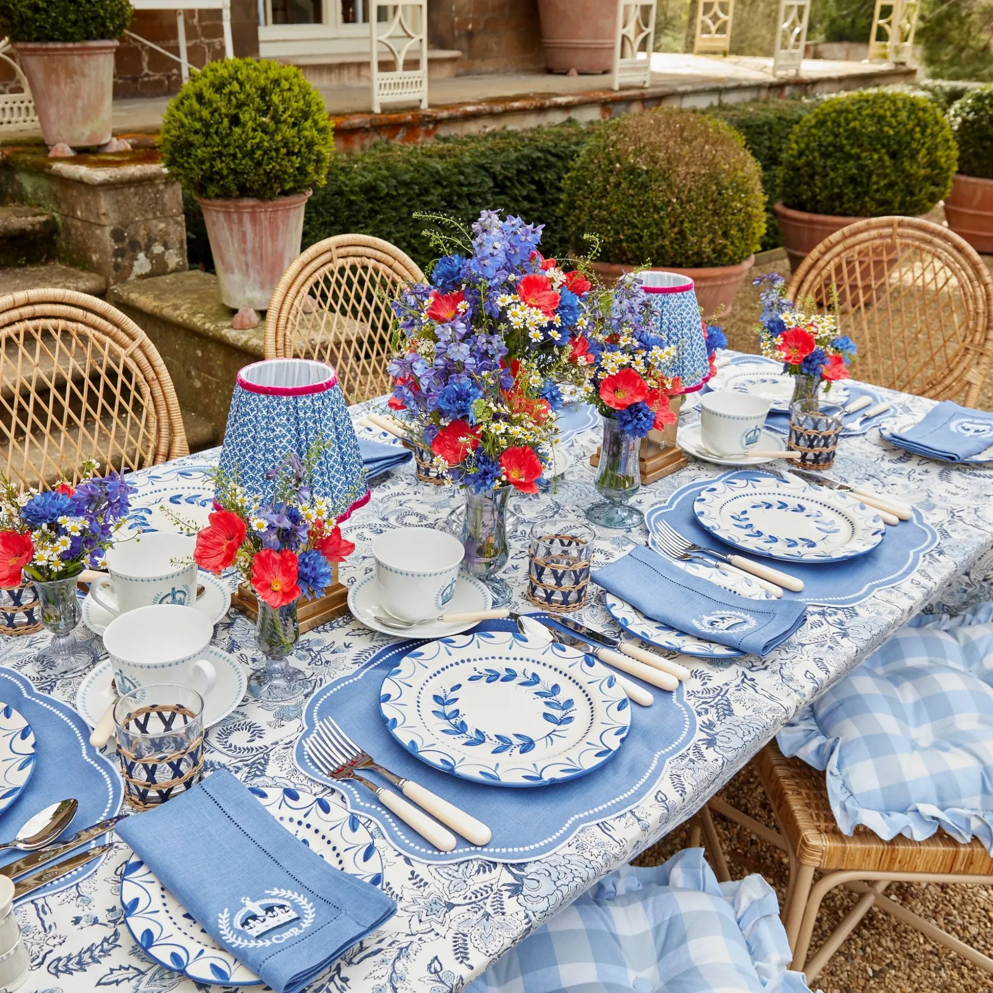 Blue Fluted Vases (Pair)