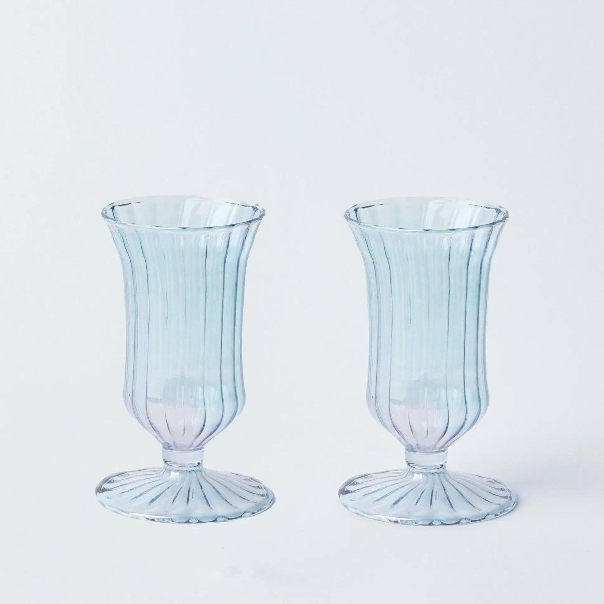 Blue Fluted Vases (Pair)