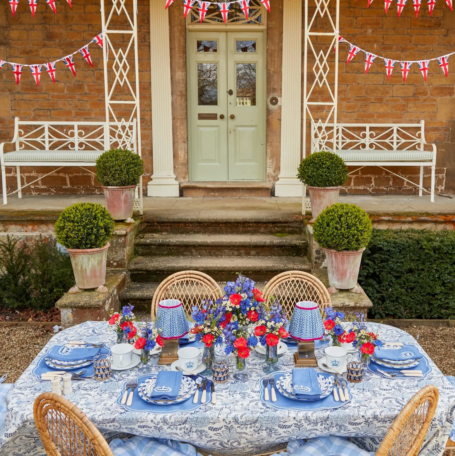 Blue Fluted Vases (Pair)