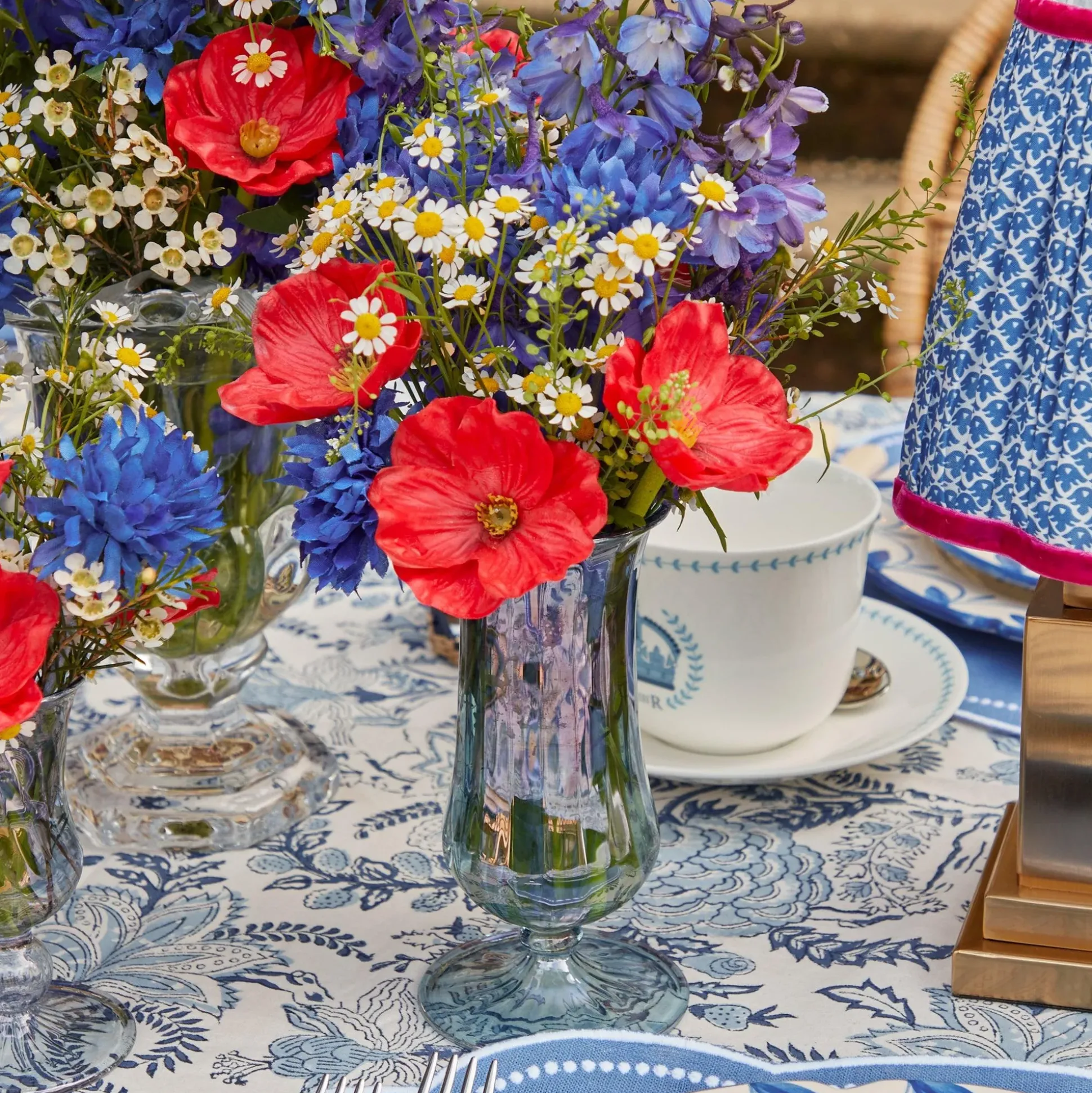 Blue Fluted Vases (Pair)