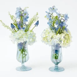 Blue Fluted Vases (Pair)