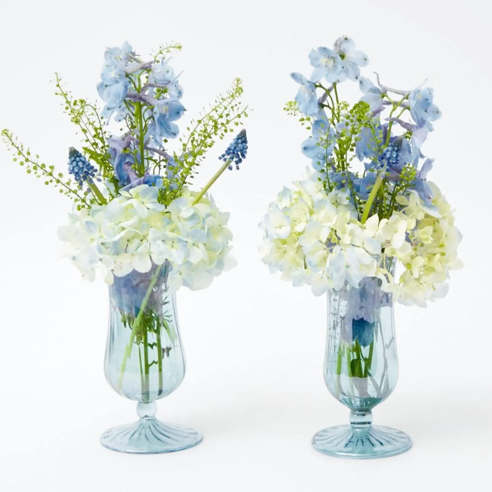 Blue Fluted Vases (Pair)