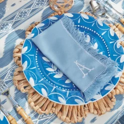 Blue Fringe Napkins (Set Of 4)