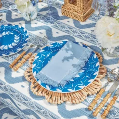 Blue Fringe Napkins (Set Of 4)