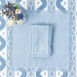 Blue Fringe Napkins (Set Of 4)