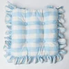Blue Gingham Ruffle Seat Pad Cushion