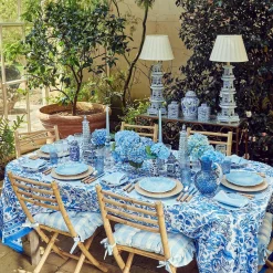 Blue Gingham Ruffle Seat Pad Cushion