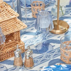 Blue Glass Lantern Tea Light Holder (Pair) - 18 Cm