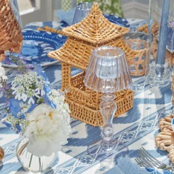 Blue Glass Lantern Tea Light Holder Set