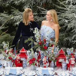 Blue Hand Embroidered Father Christmas Napkins (Set Of 4)