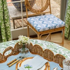 Blue Ikat Seat Pad Cushion