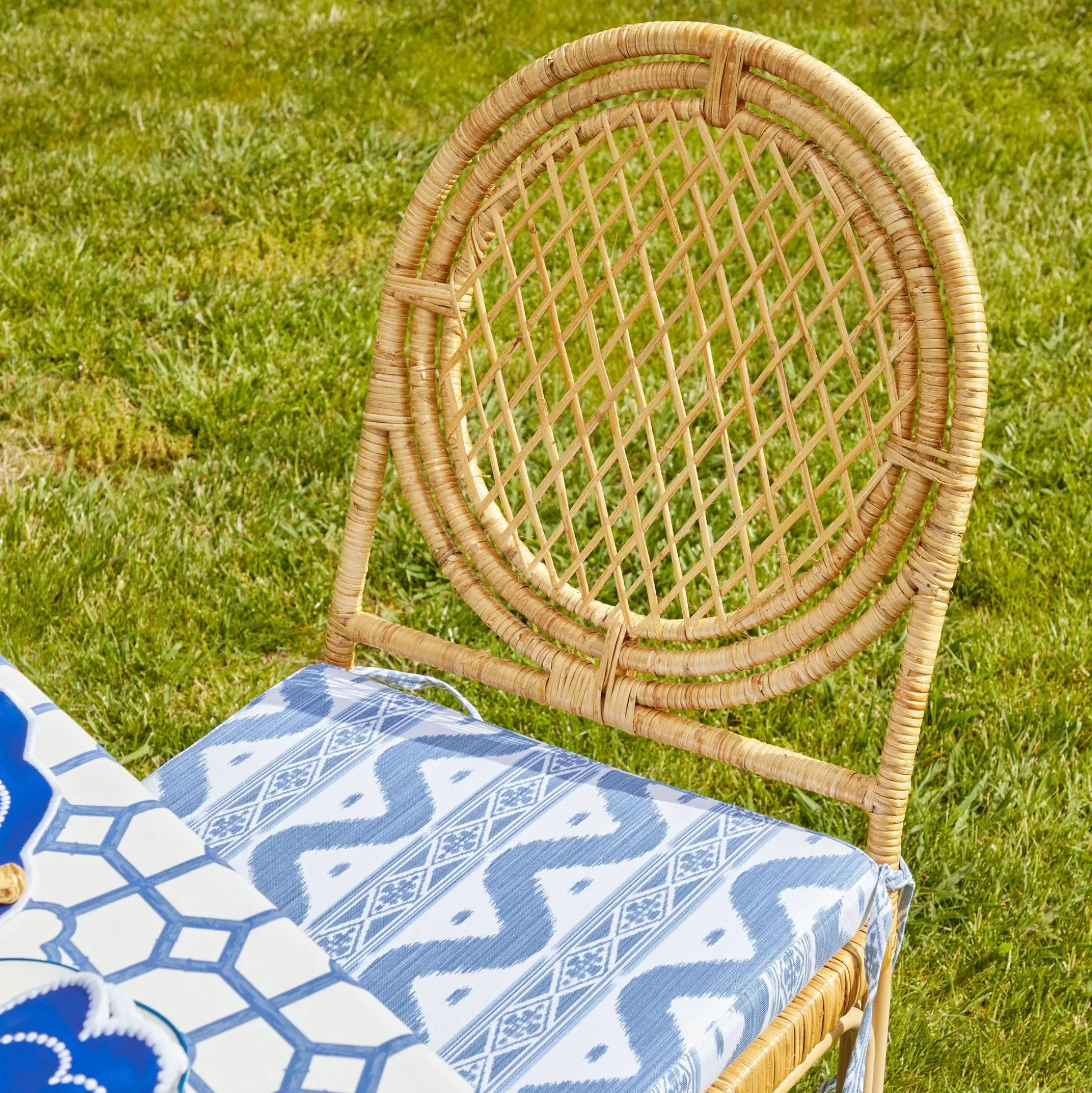 Blue Ikat Seat Pad Cushion
