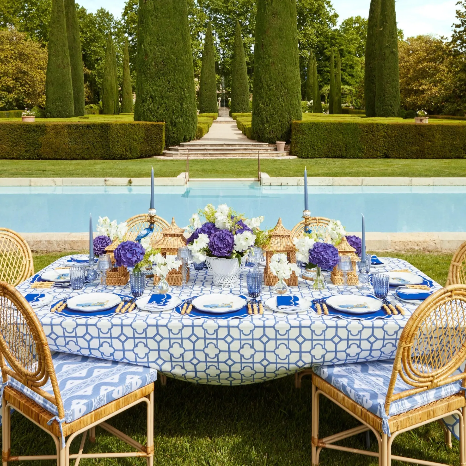 Blue Ikat Seat Pad Cushion